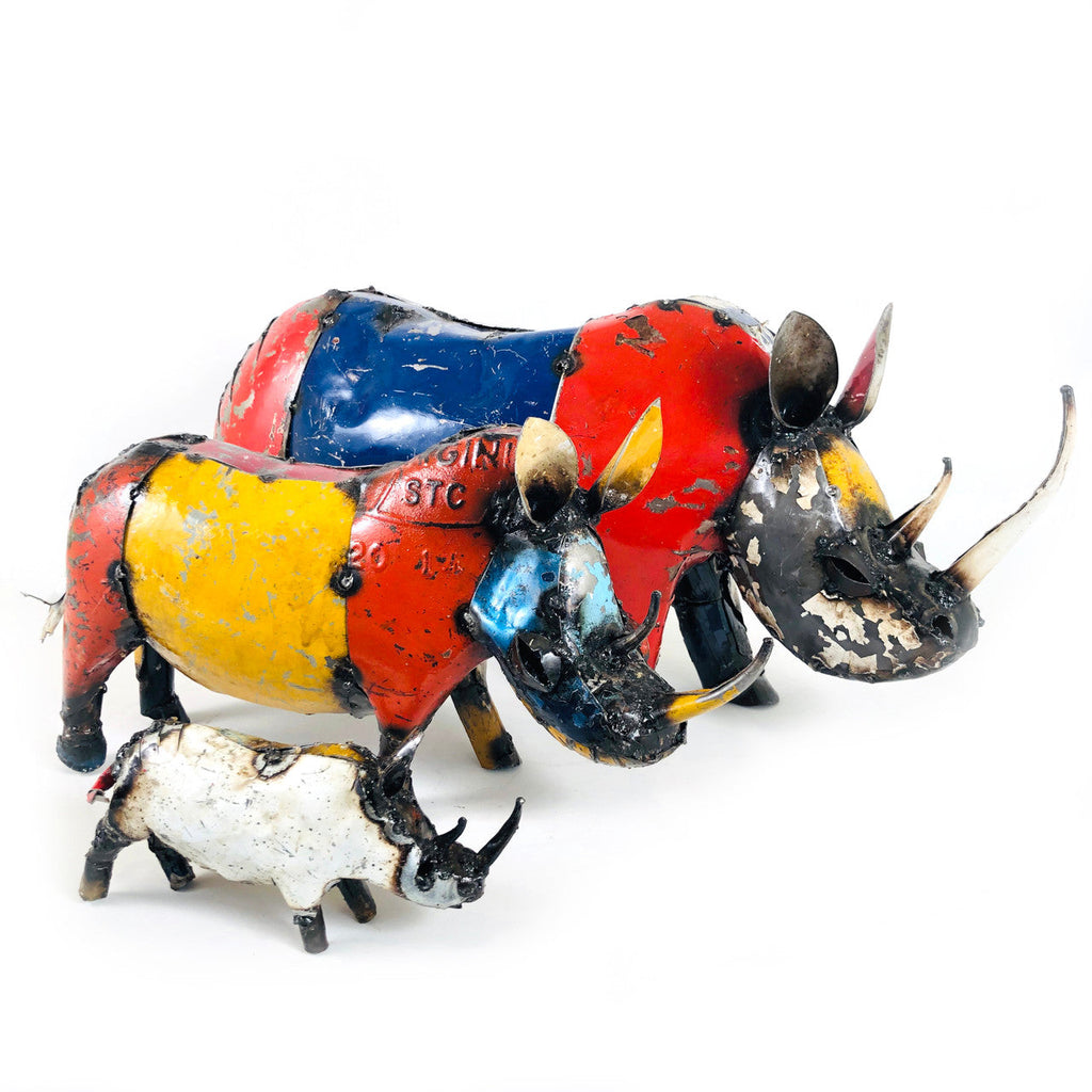 Recycled Metal Rhino Sculpture