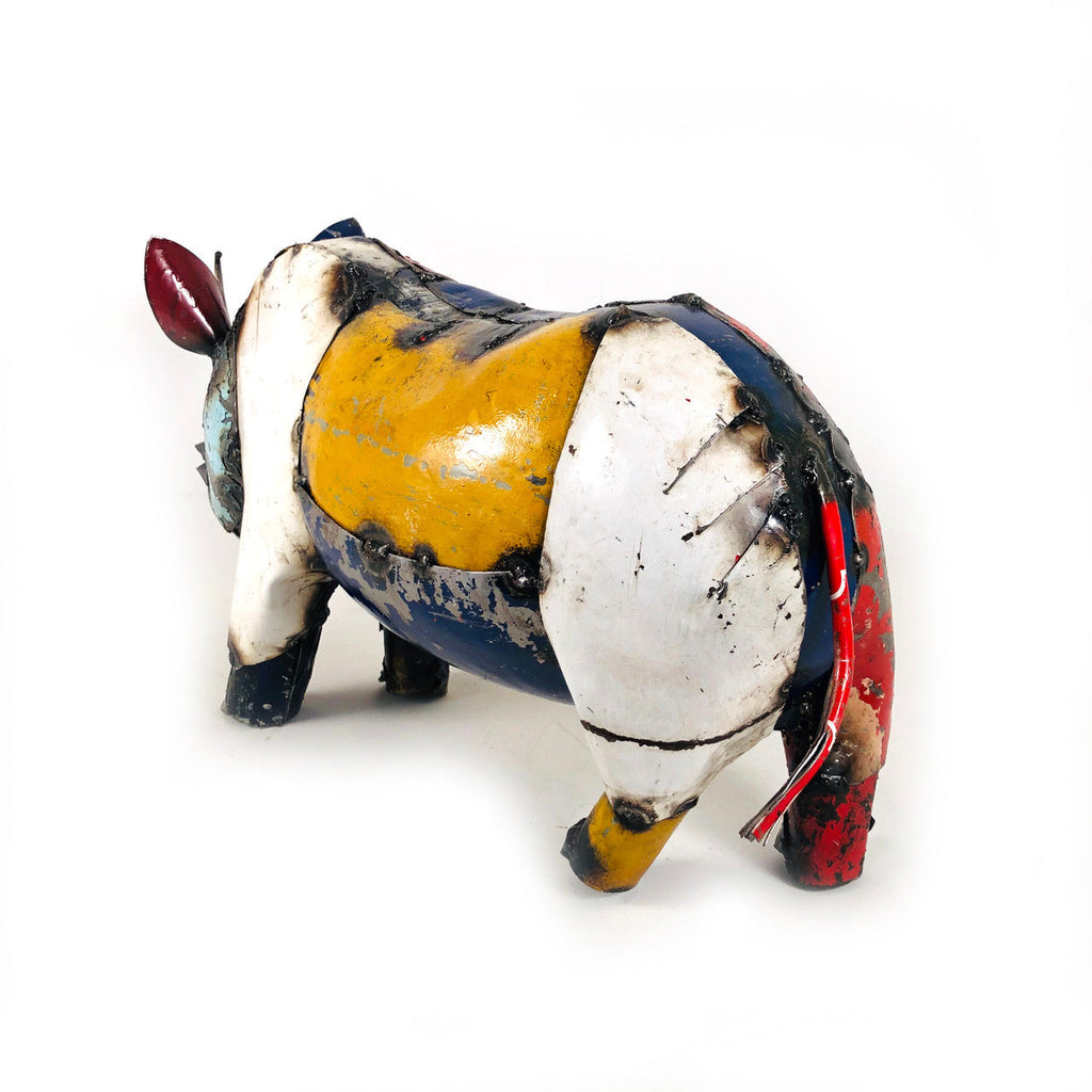 Recycled Metal Rhino Sculpture