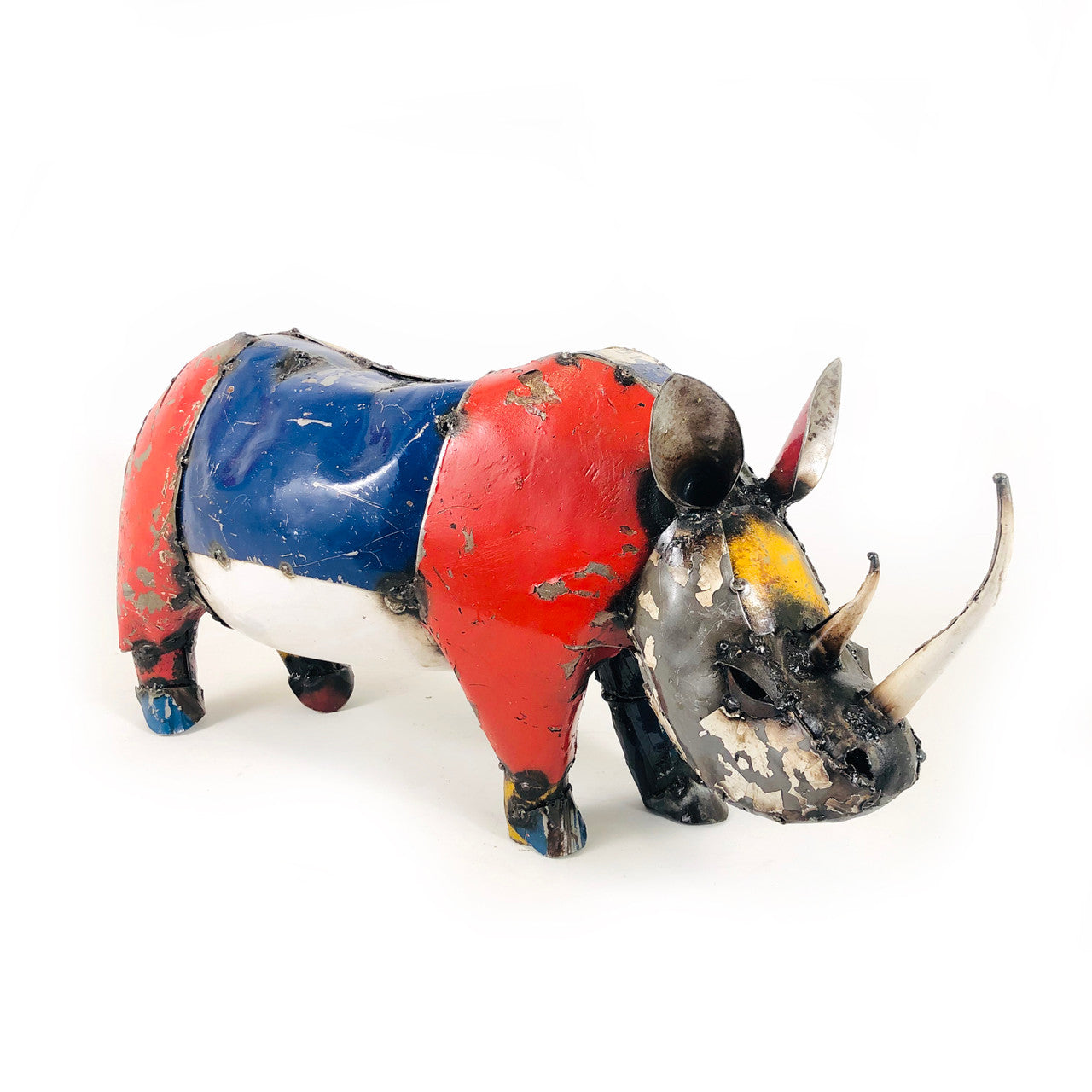 Recycled Metal Rhino Sculpture