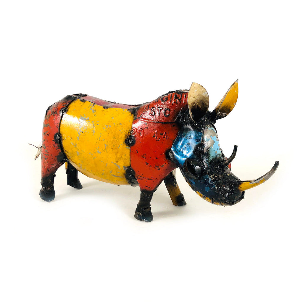 Recycled Metal Rhino Sculpture