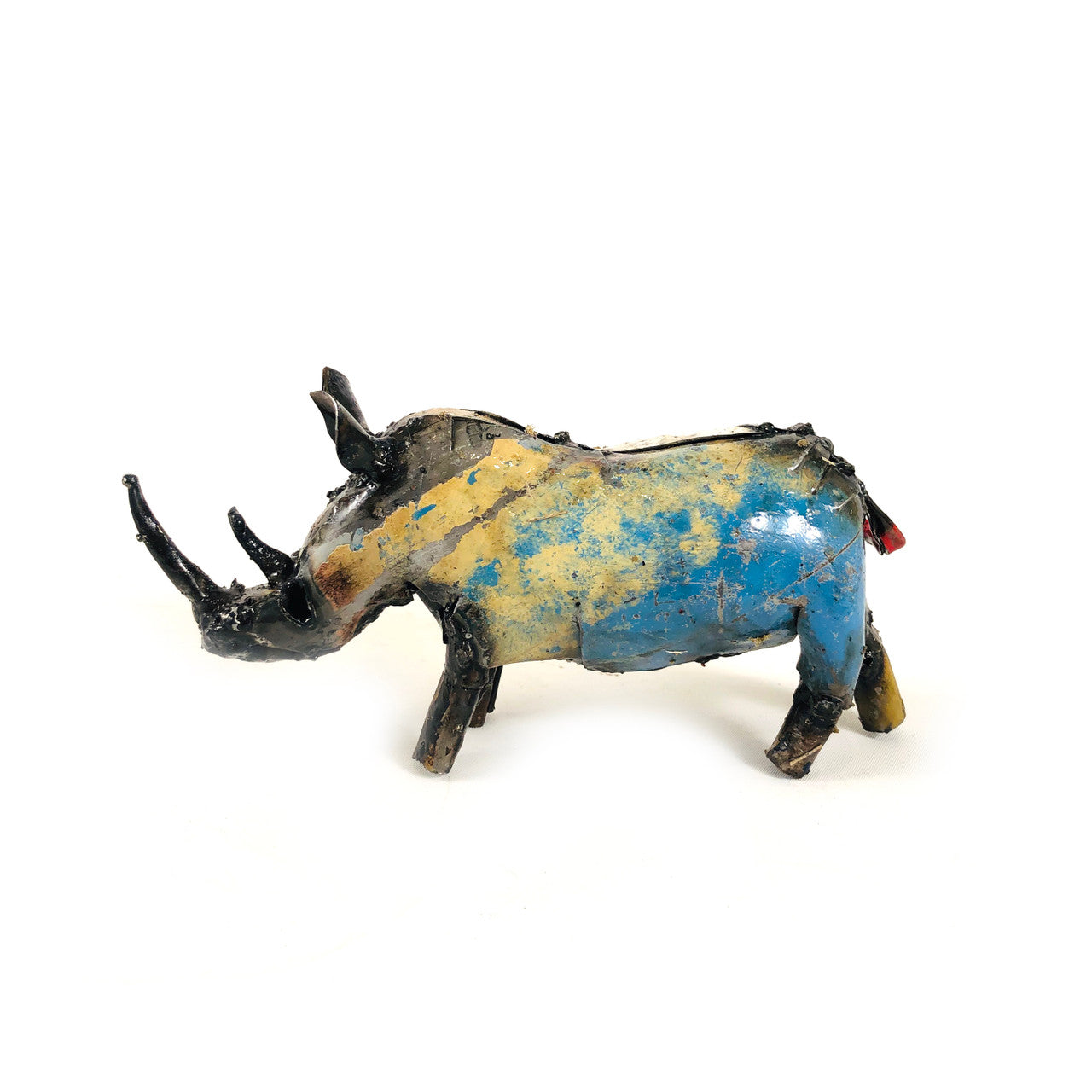 Recycled Metal Rhino Sculpture
