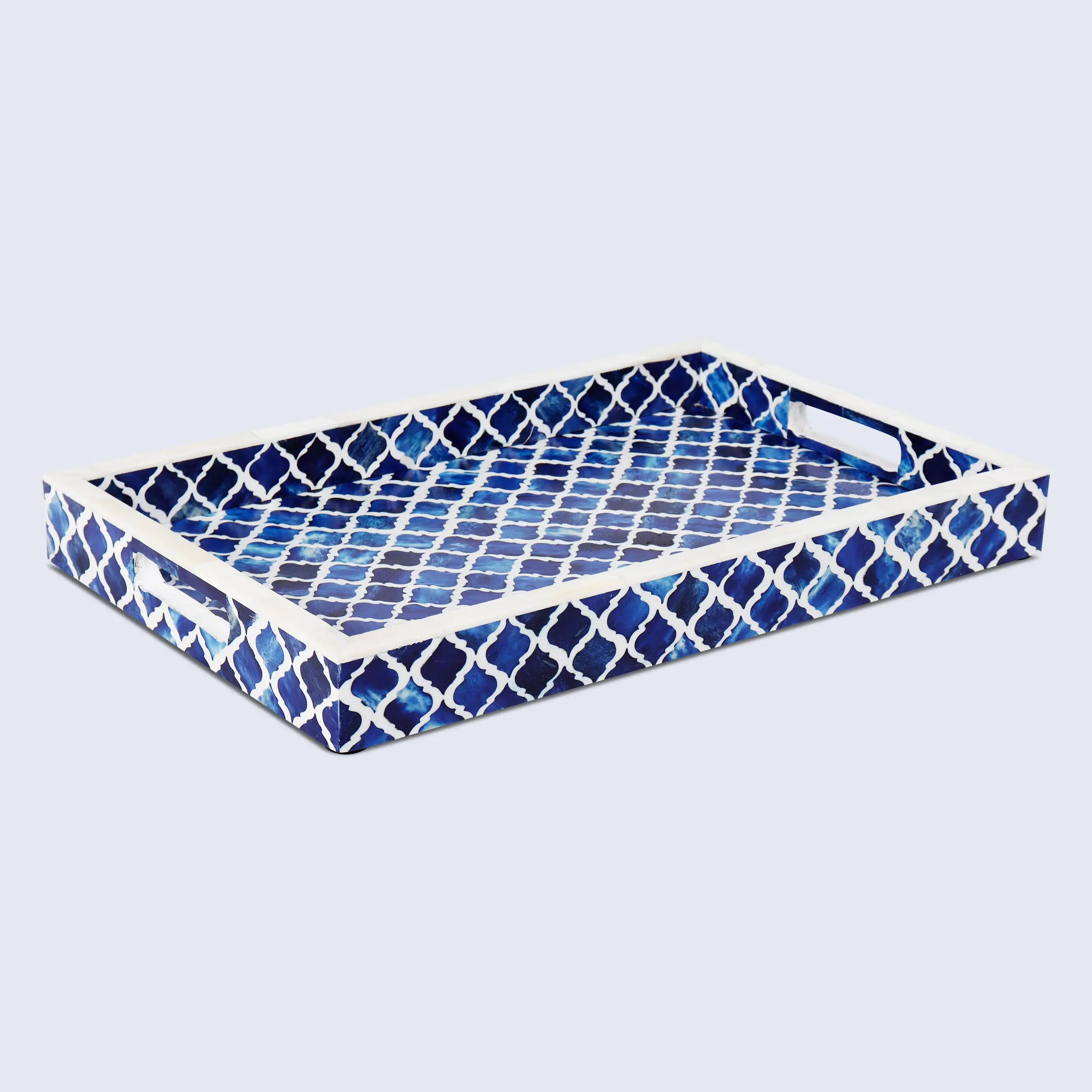 Decorative Moroccan Tray – Blue & White Design, Available in 3 Sizes