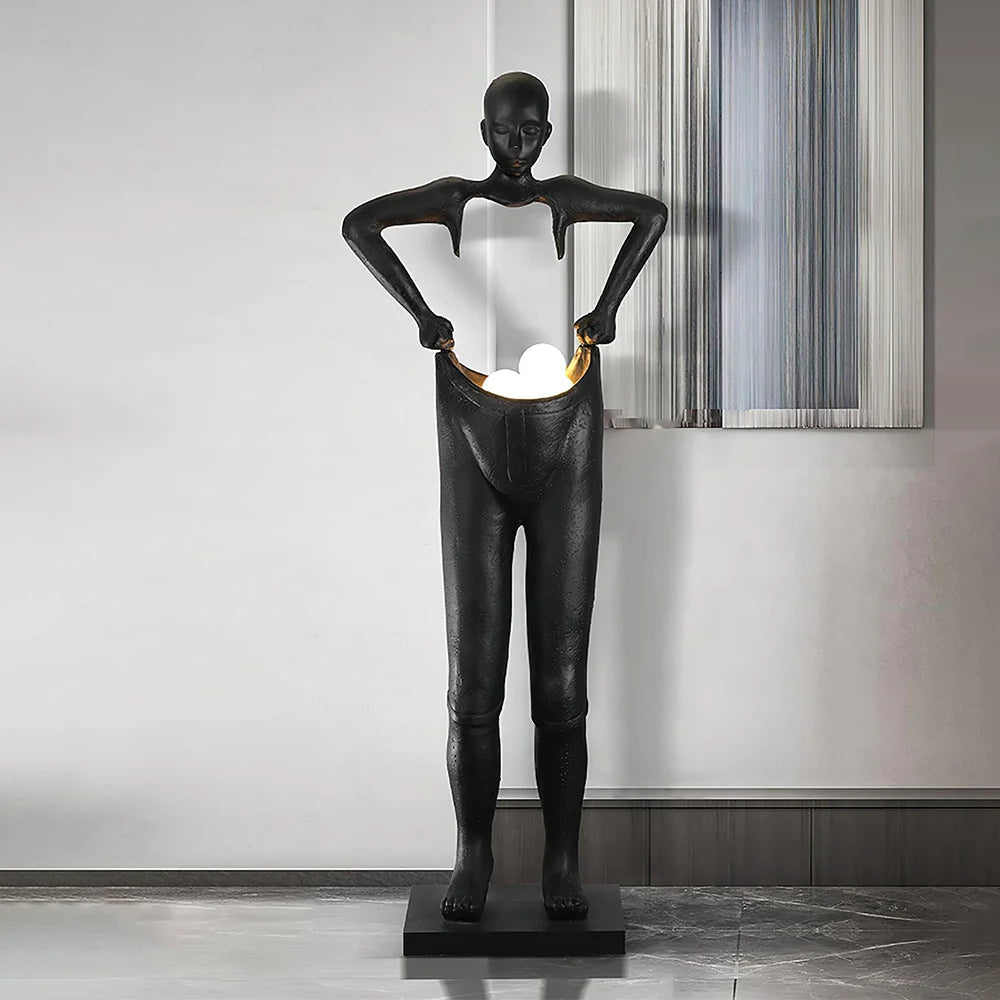Man Carrying Pants Statue Floor Lamp
