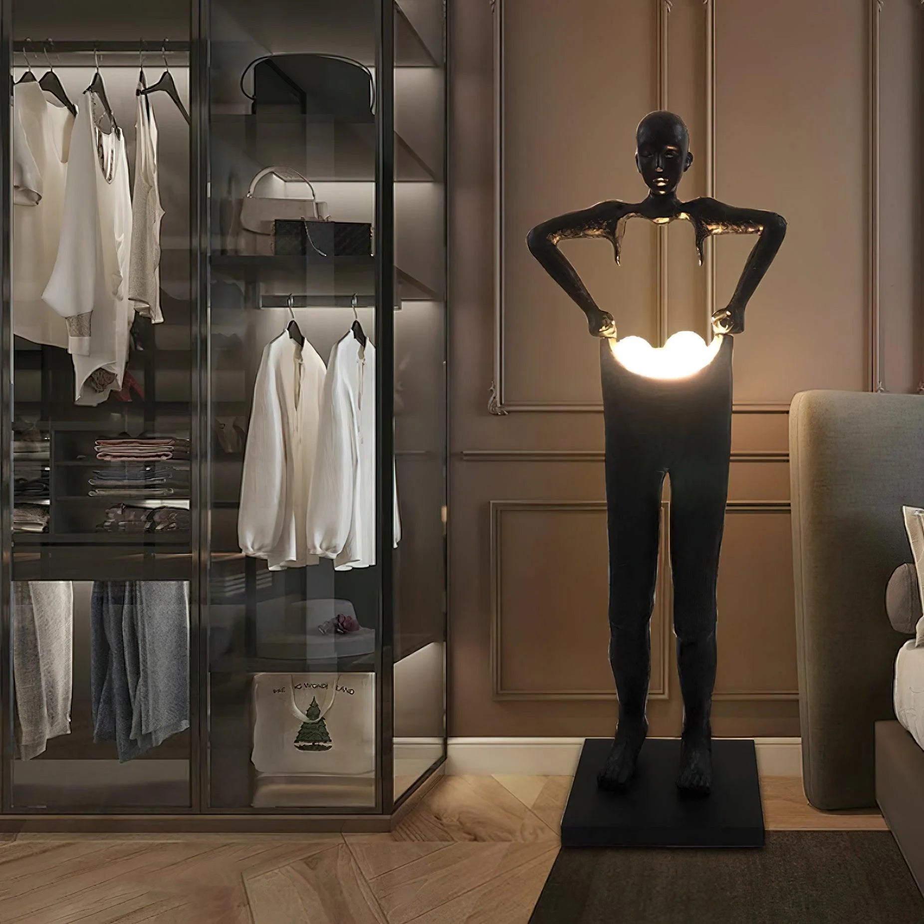 Man Carrying Pants Statue Floor Lamp