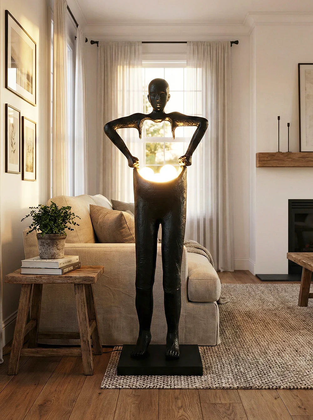 Man Carrying Pants Statue Floor Lamp