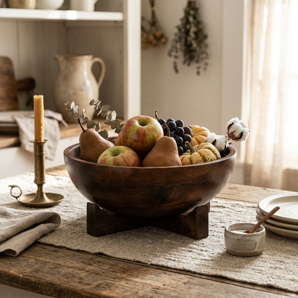 House of Avana Mango Wood Bowl with Stand