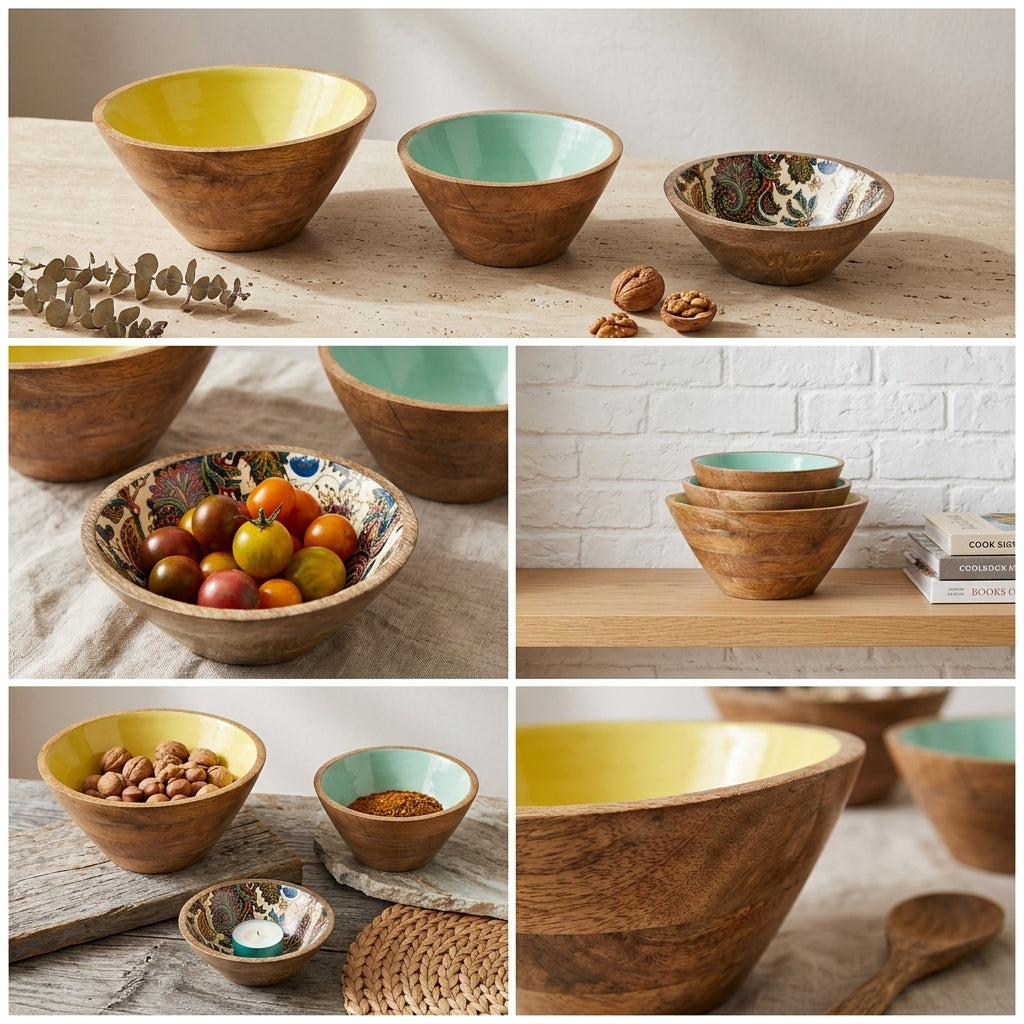 House of Avana Mango Wood Bowl Set of 3