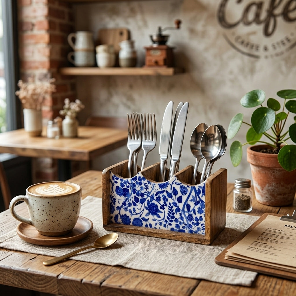 House of Avana Mango Wood Cutlery Stand