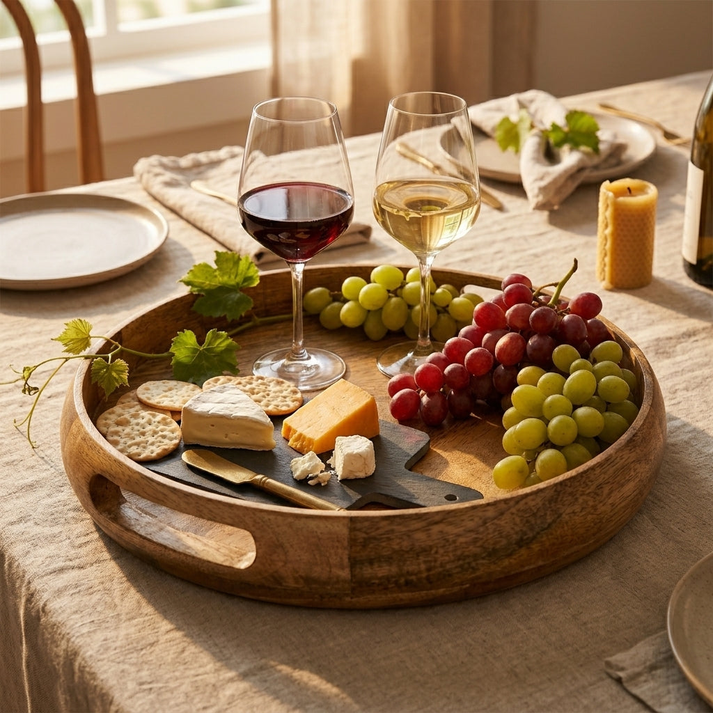 House of Avana Round Mango Wood Serving Tray Natural