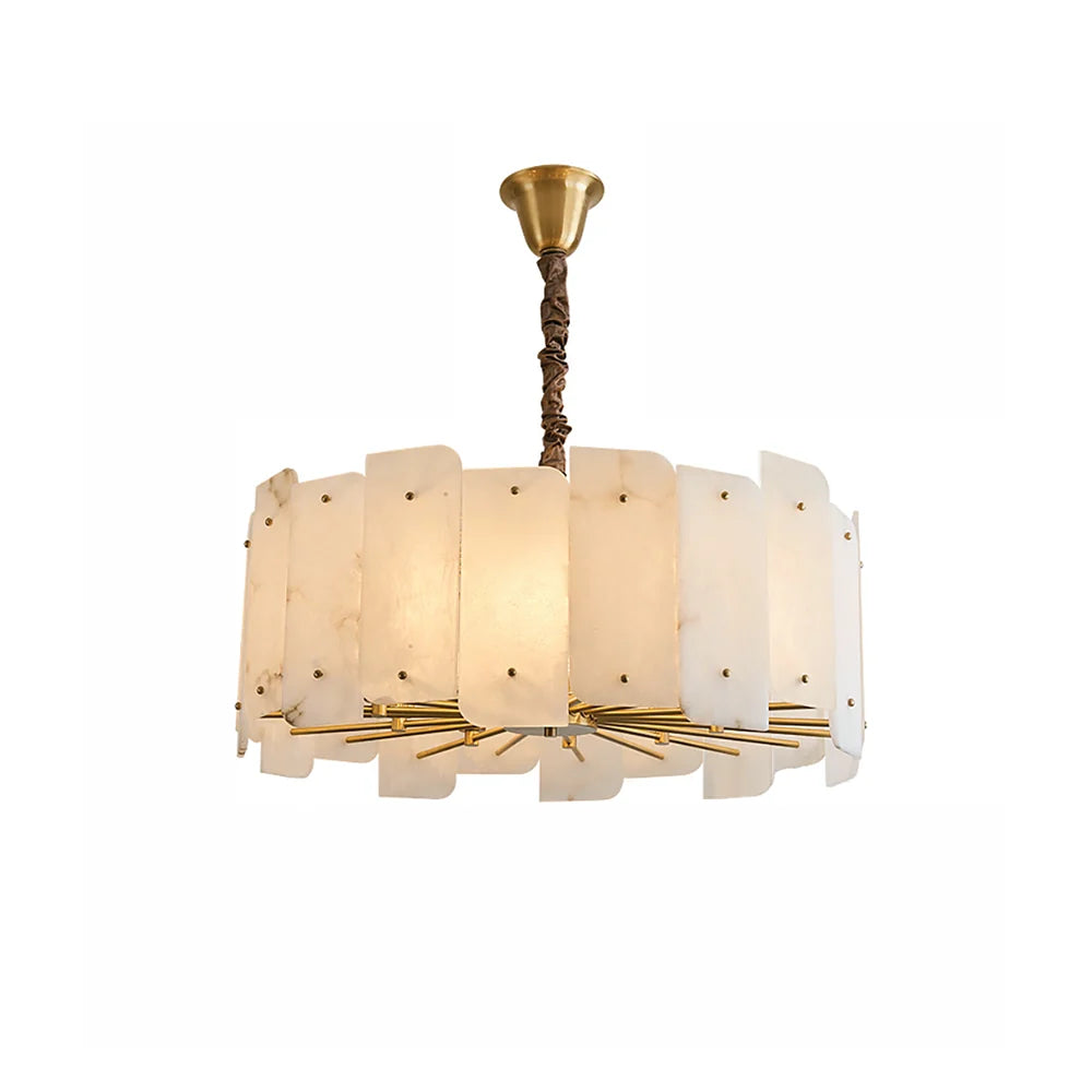 Alabaster Lorry Round Copper Chandelier
