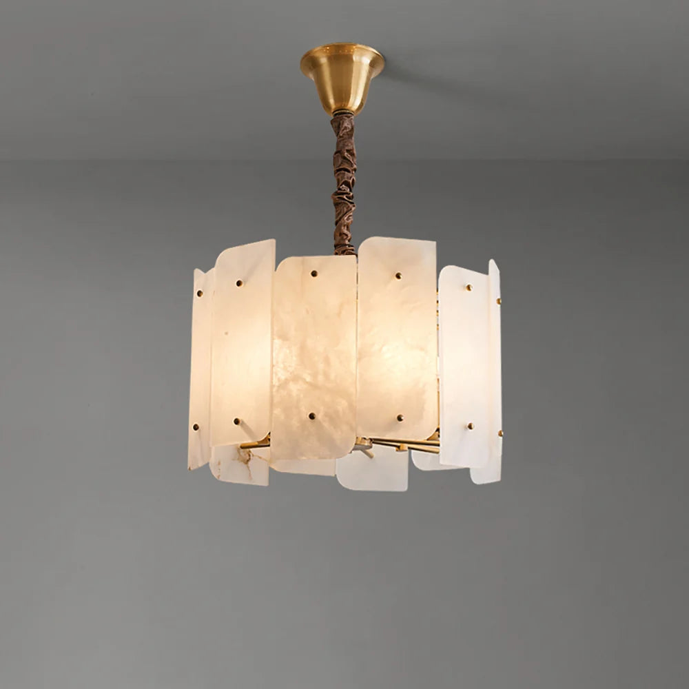 Alabaster Lorry Round Copper Chandelier