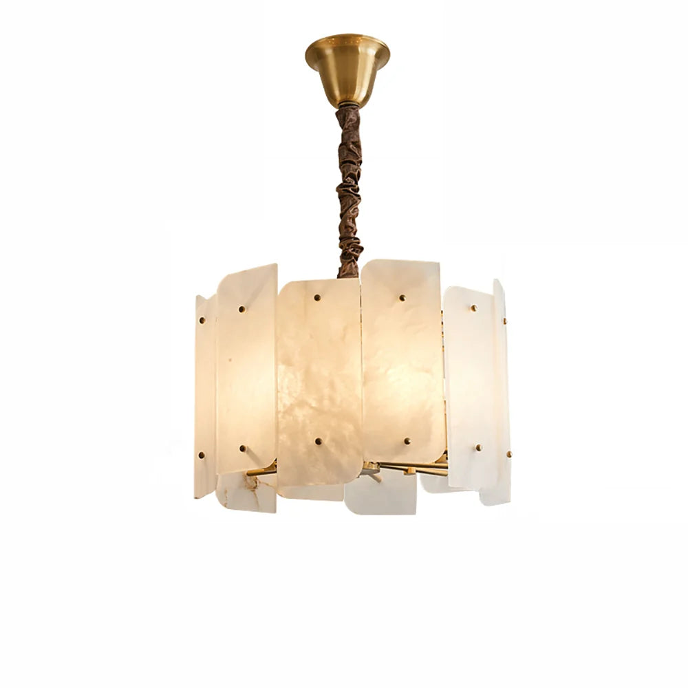 Alabaster Lorry Round Copper Chandelier