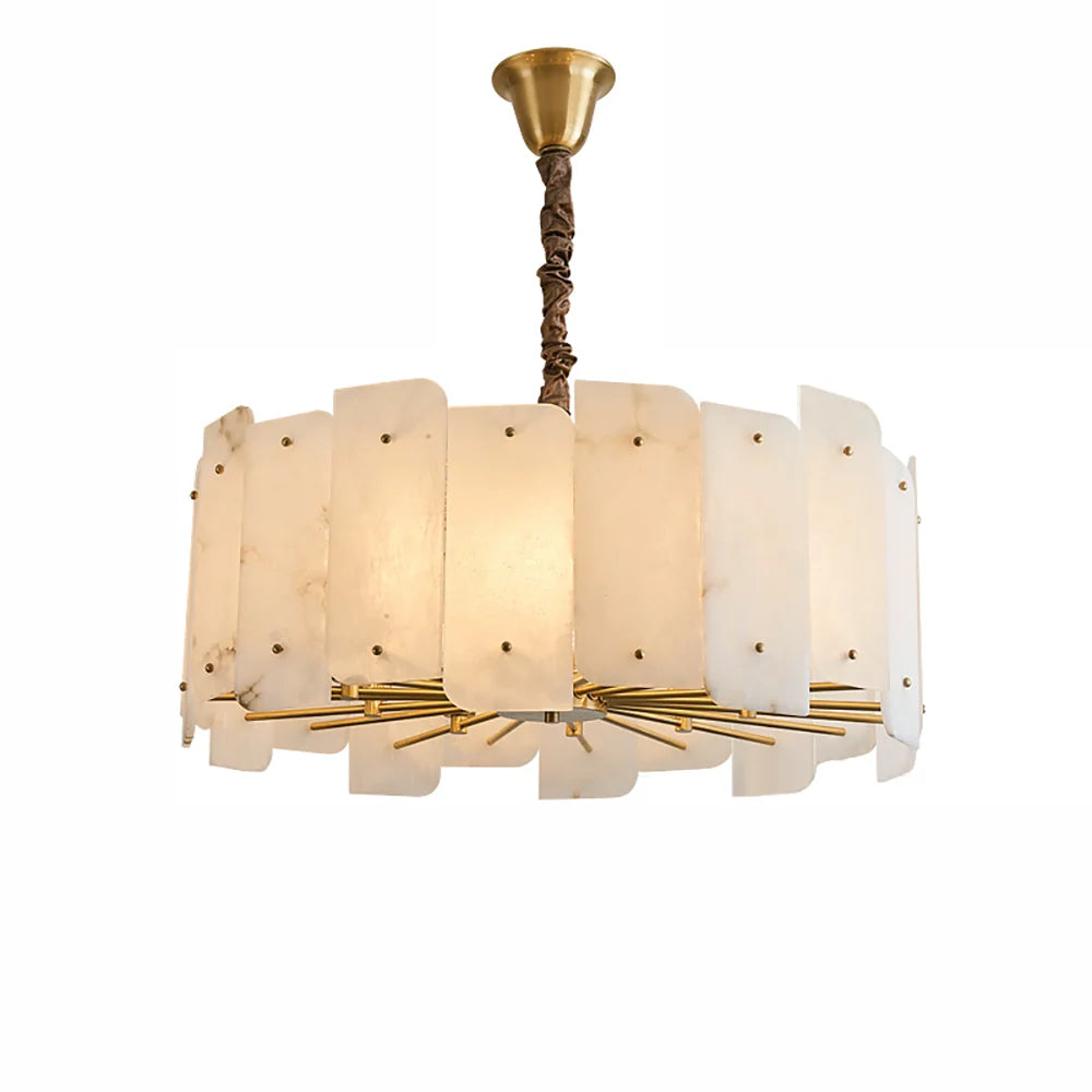 Alabaster Lorry Round Copper Chandelier