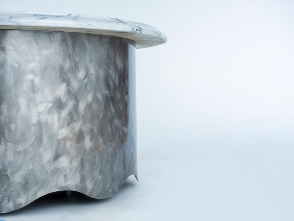 Round Marble Table with Wave Base