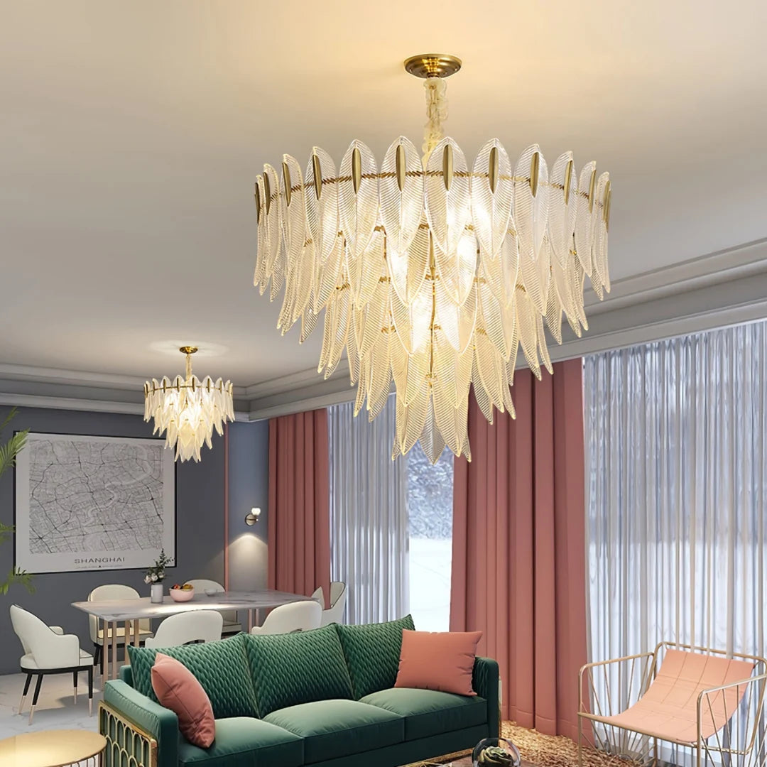 Marilyn Glass Feathers Chandelier