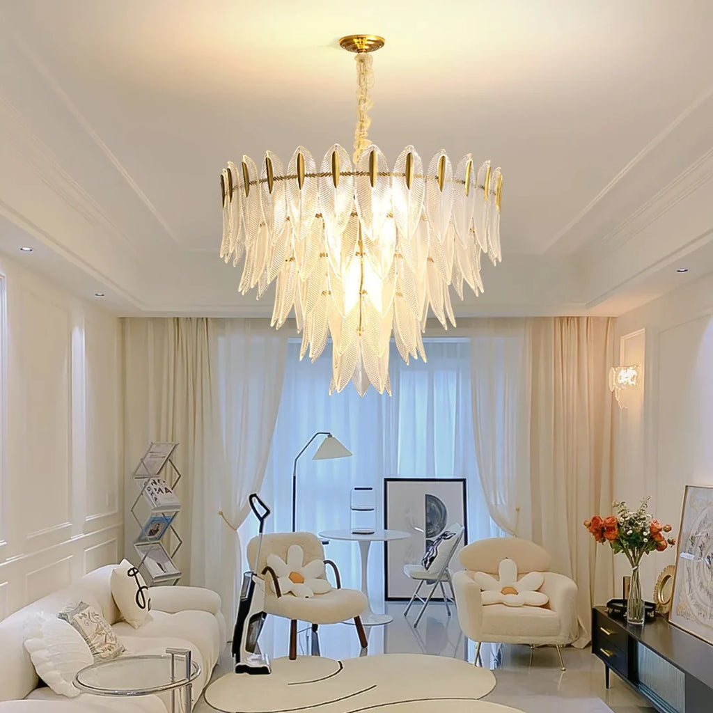 Marilyn Glass Feathers Chandelier