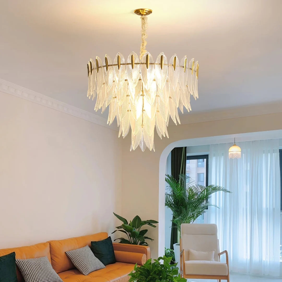 Marilyn Glass Feathers Chandelier