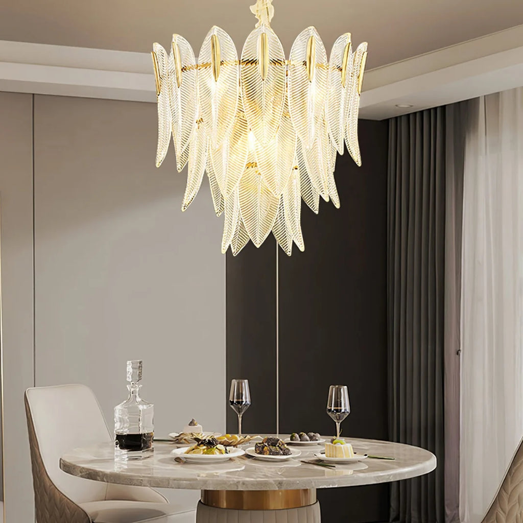 Marilyn Glass Feathers Chandelier