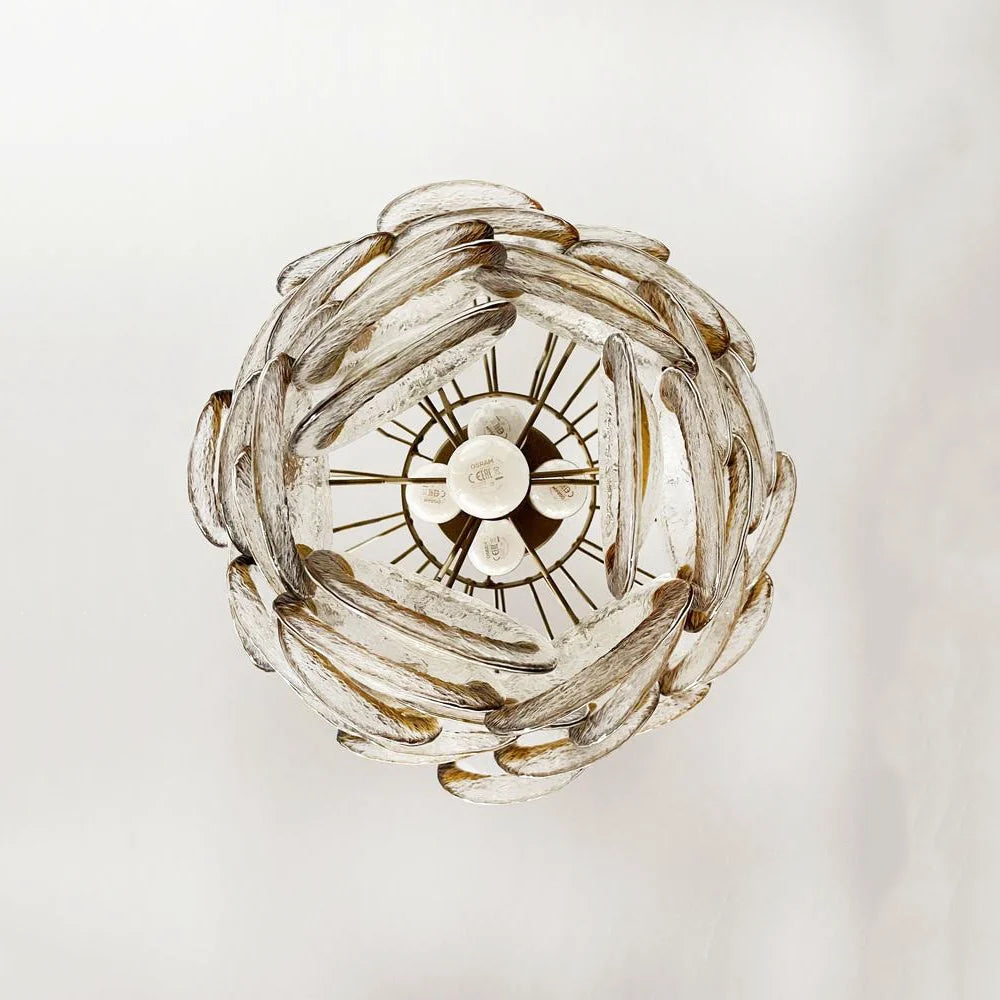 Mazzega Murano Transparent Amber Glasses Chandelier