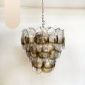 Mazzega Murano Transparent Amber Glasses Chandelier