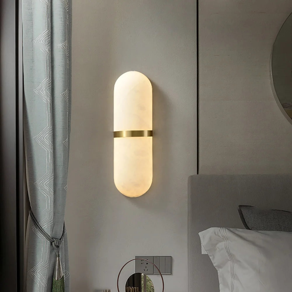 Oval Alabaster Semi Circular Wall Lamp