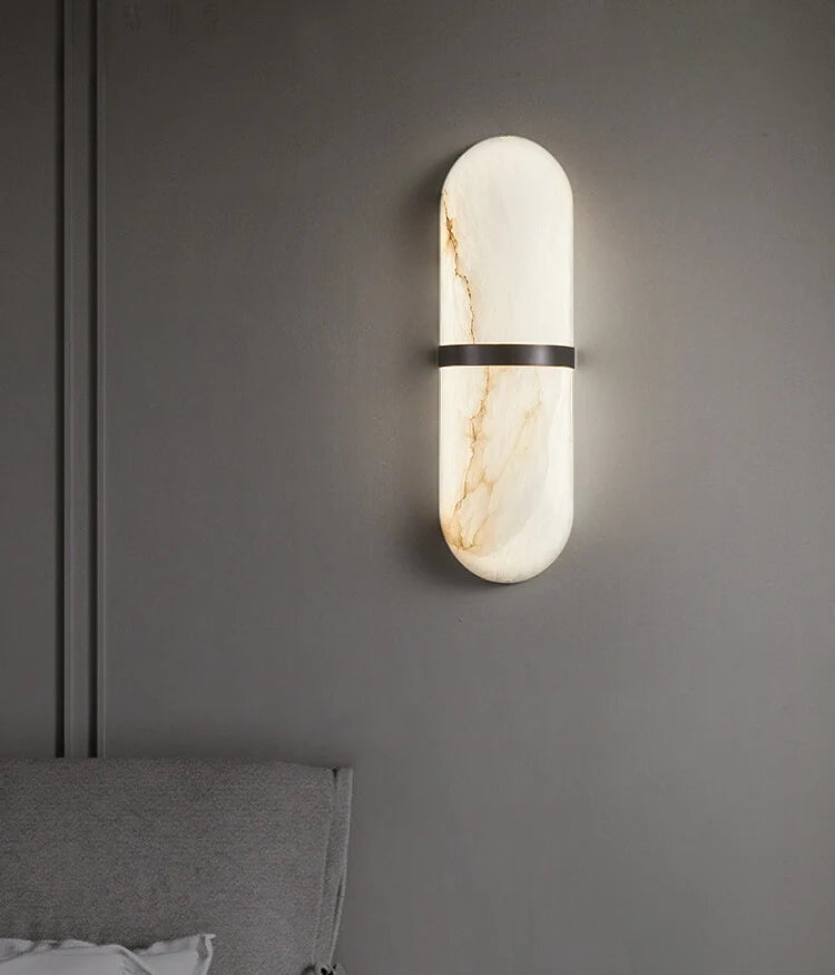 Oval Alabaster Semi Circular Wall Lamp