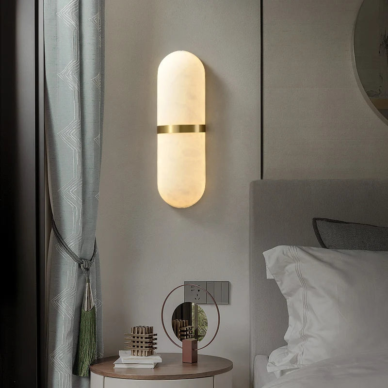 Oval Alabaster Semi Circular Wall Lamp