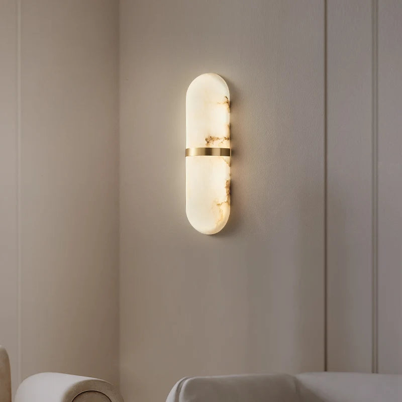Oval Alabaster Semi Circular Wall Lamp