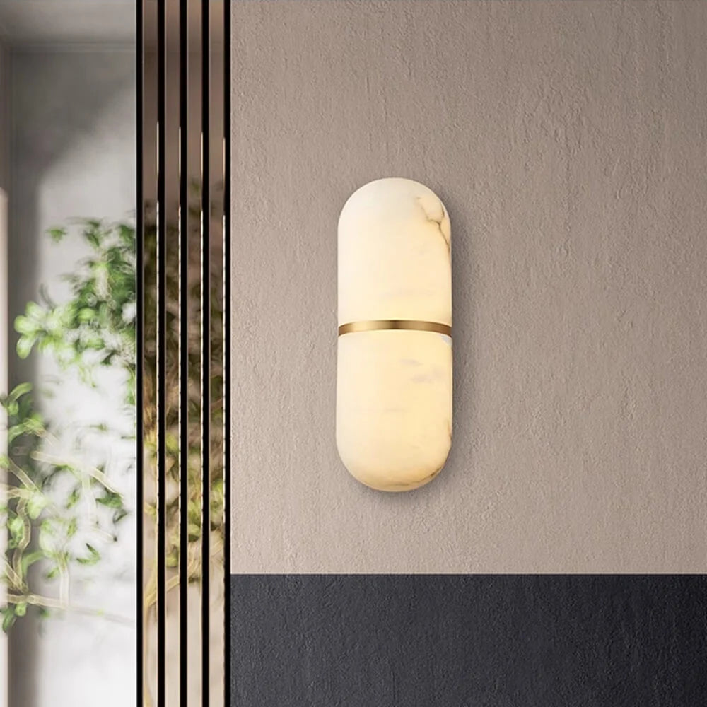Oval Alabaster Semi Circular Wall Lamp