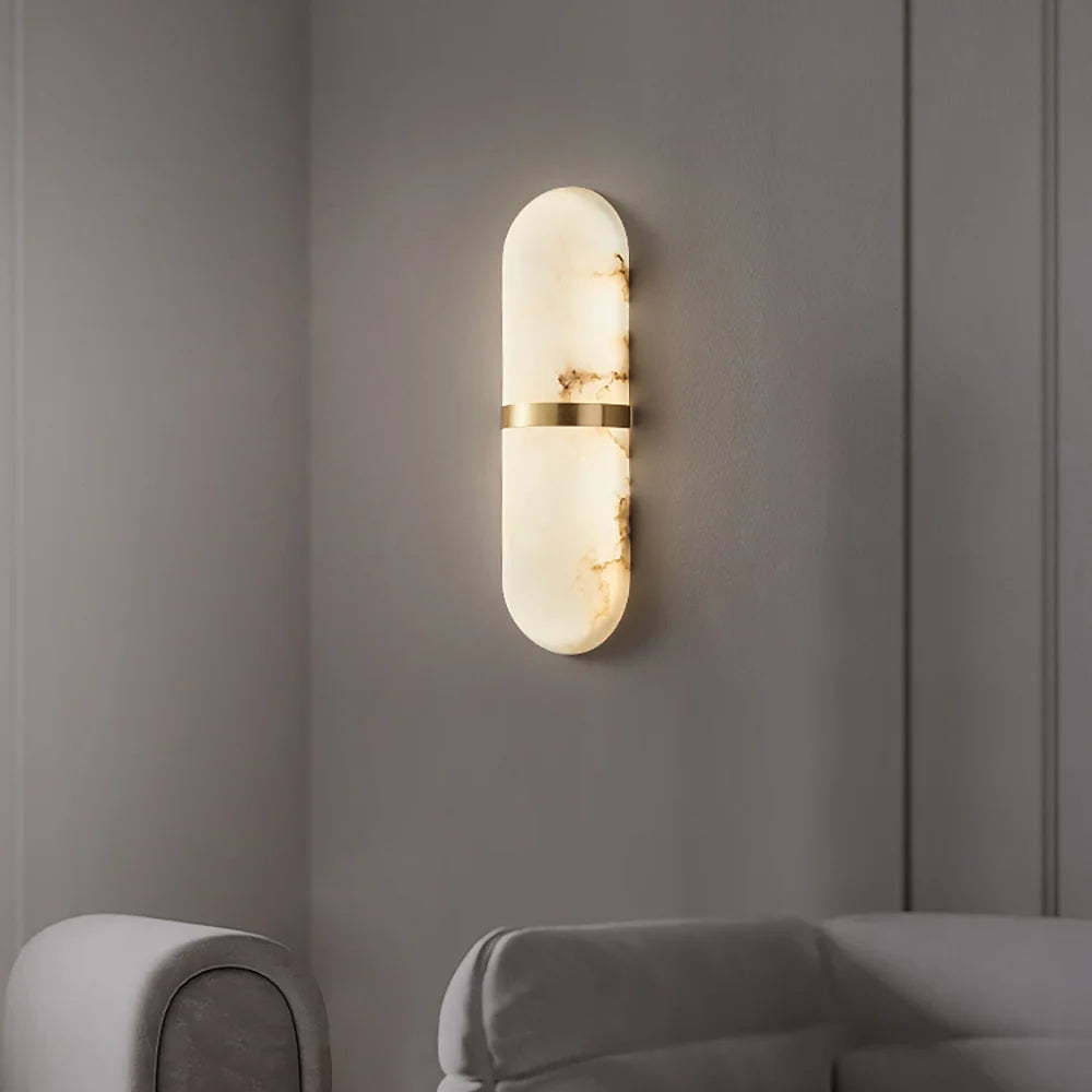 Oval Alabaster Semi Circular Wall Lamp