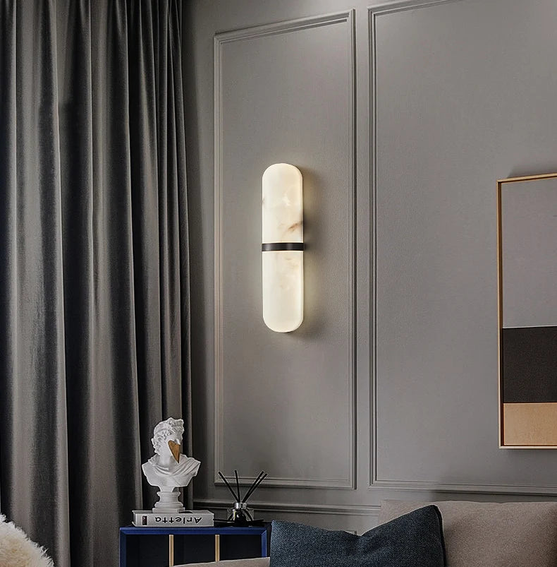 Oval Alabaster Semi Circular Wall Lamp