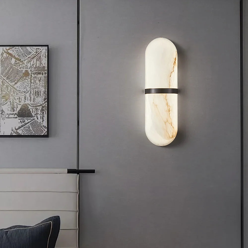 Oval Alabaster Semi Circular Wall Lamp