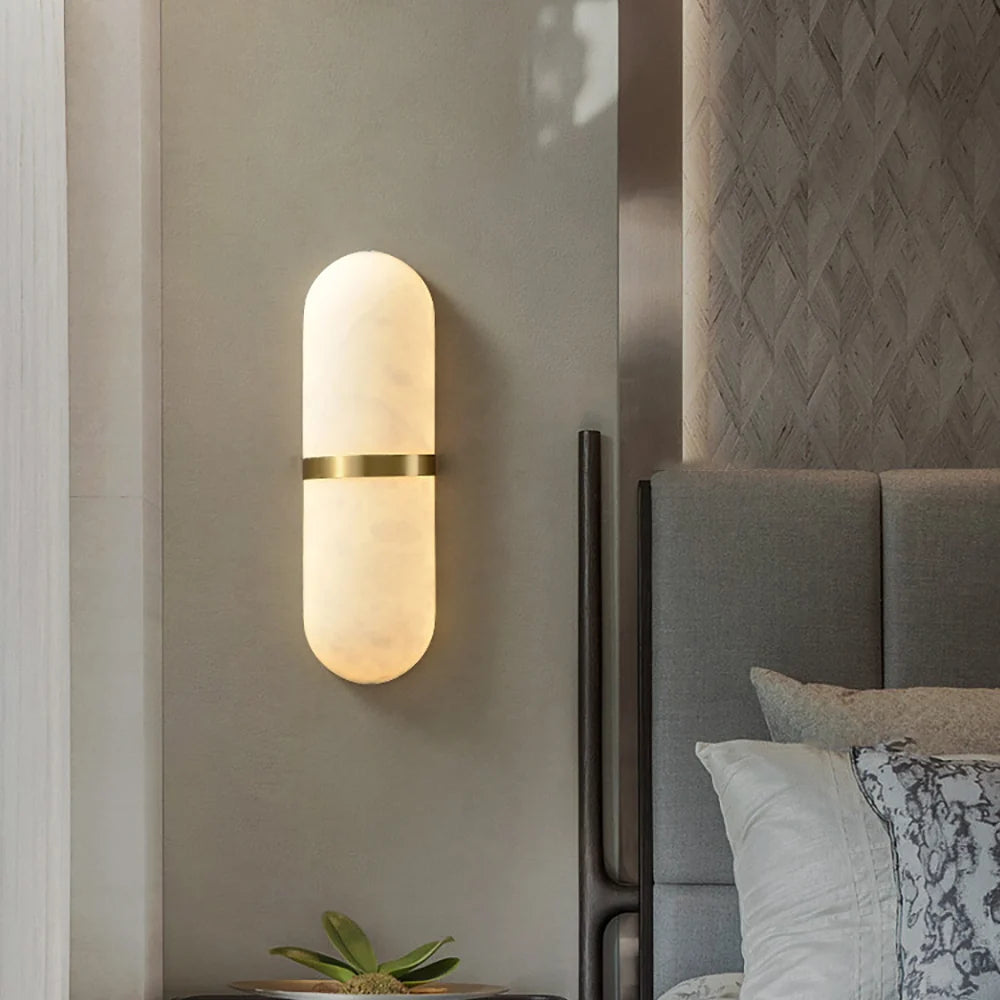 Oval Alabaster Semi Circular Wall Lamp