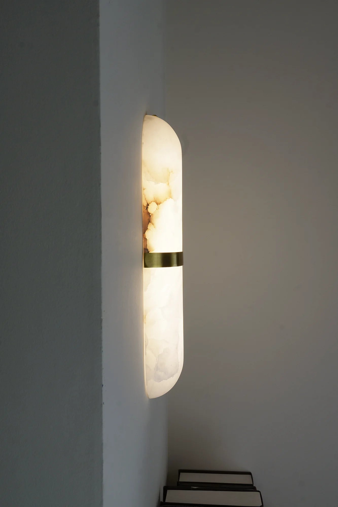 Oval Alabaster Semi Circular Wall Lamp