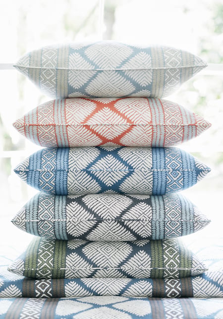 Austin Pillow Cover in Coral, Thibaut Pillows