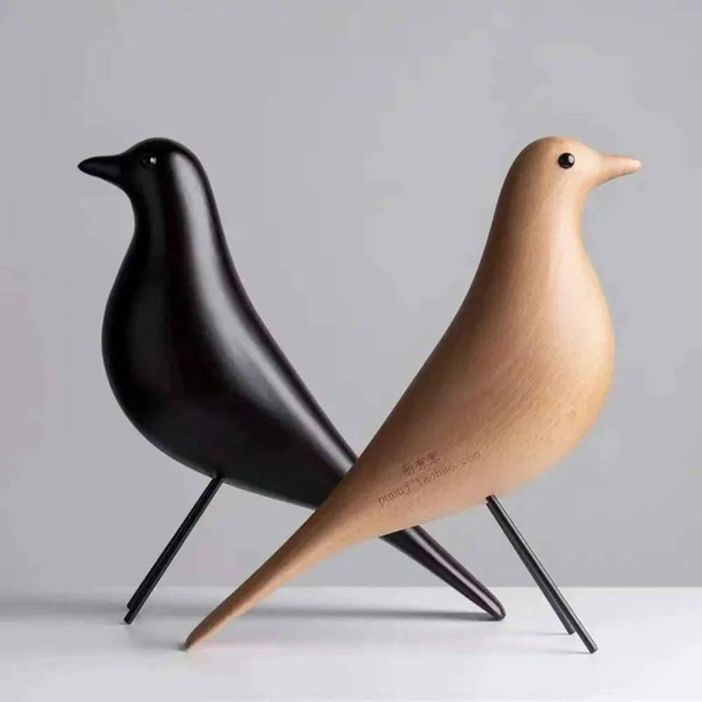 Minimalist Wooden Bird Figurine Decorative Tabletop Accent
