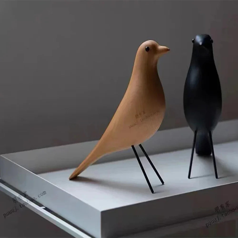 Minimalist Wooden Bird Figurine Decorative Tabletop Accent
