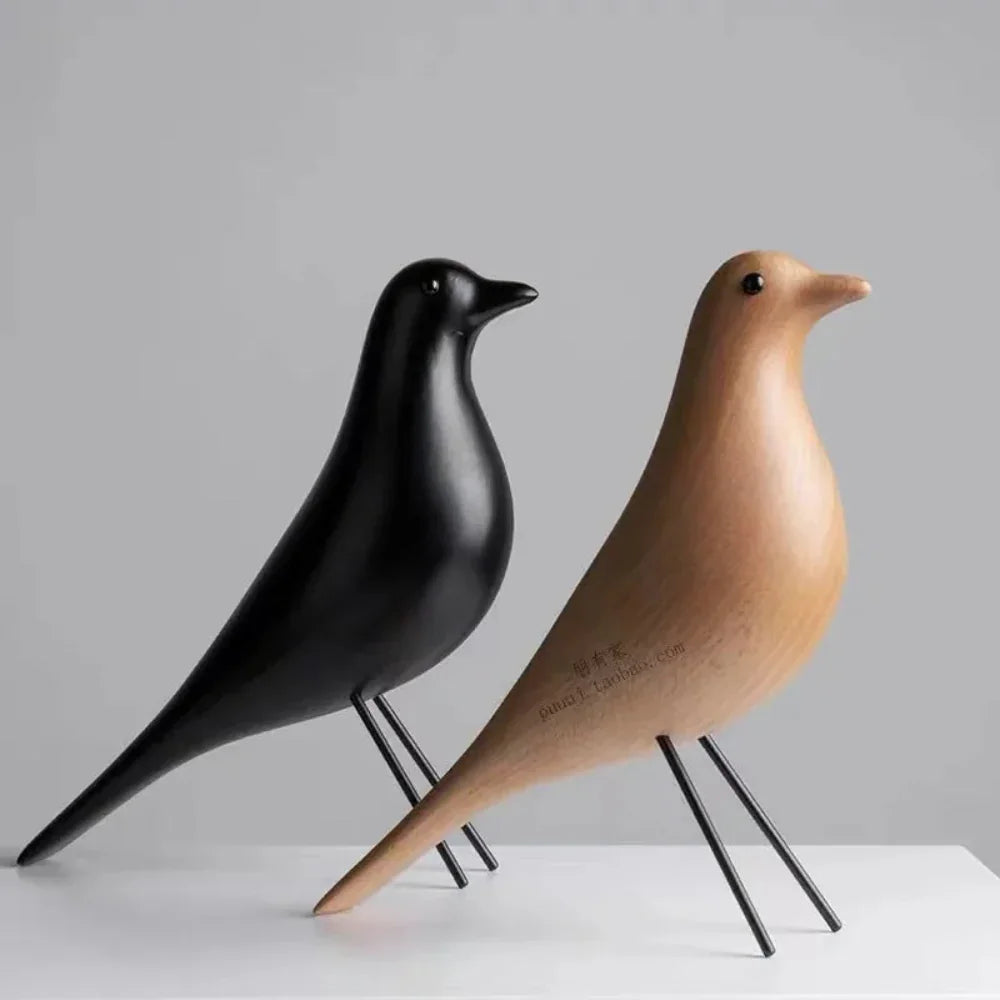 Minimalist Wooden Bird Figurine Decorative Tabletop Accent