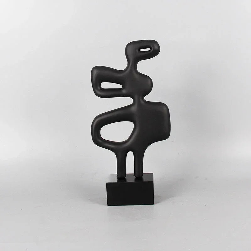 Modern Abstract Black Sculpture Statue for Contemporary Home Decor