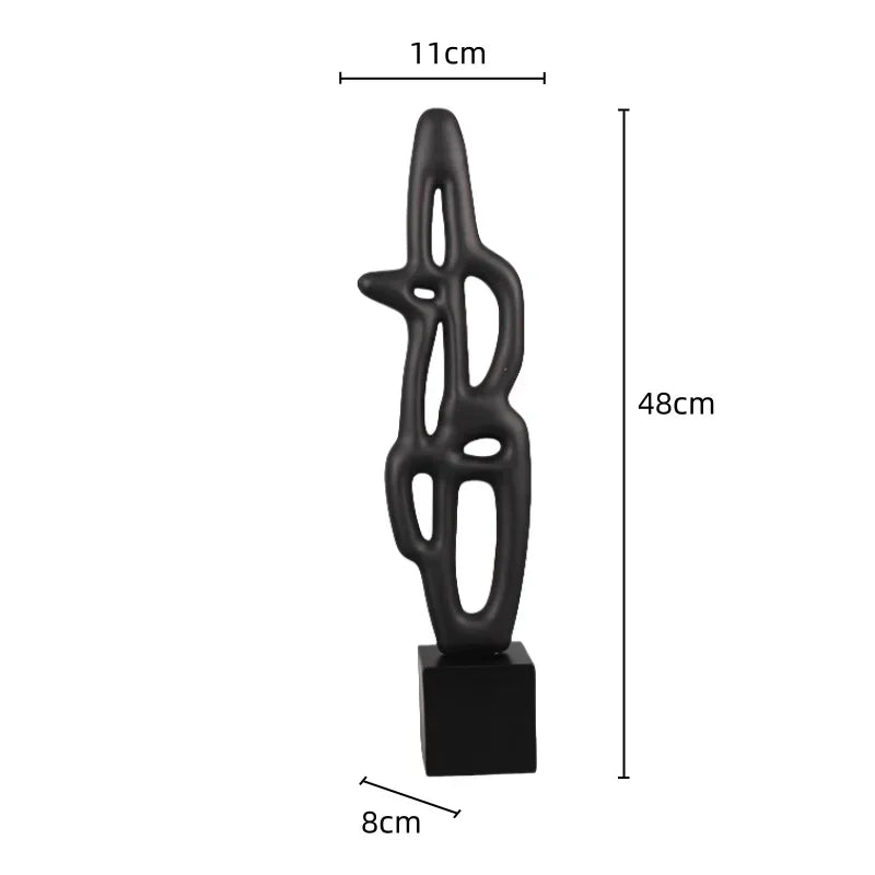 Modern Abstract Black Sculpture Statue for Contemporary Home Decor