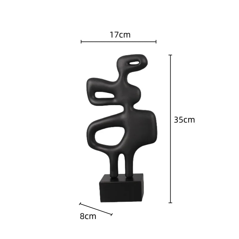 Modern Abstract Black Sculpture Statue for Contemporary Home Decor