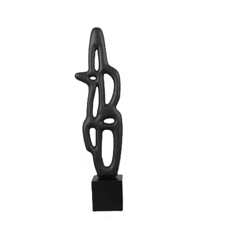 Modern Abstract Black Sculpture Statue for Contemporary Home Decor