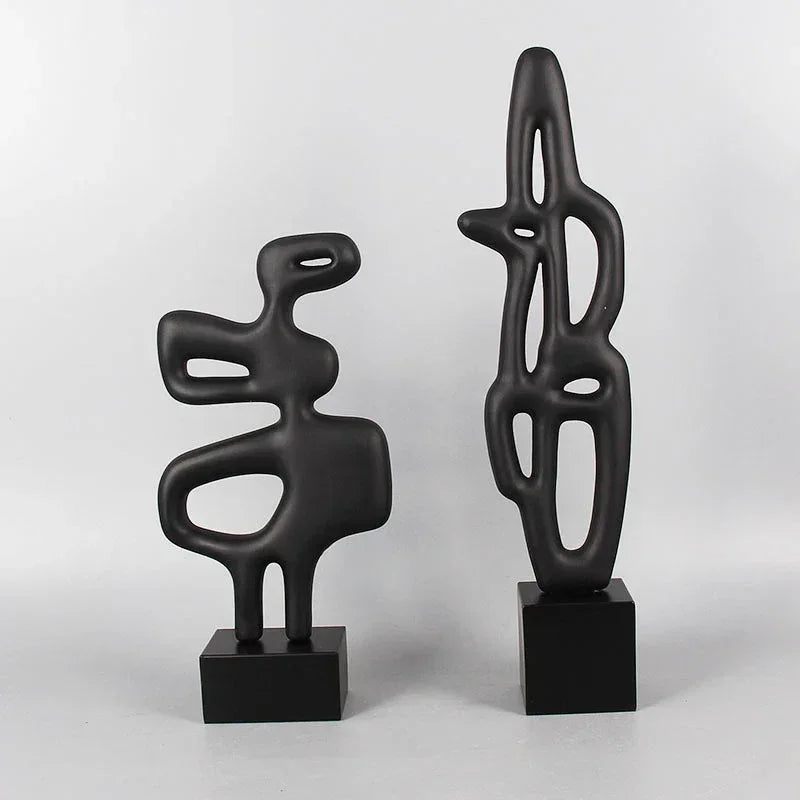 Modern Abstract Black Sculpture Statue for Contemporary Home Decor