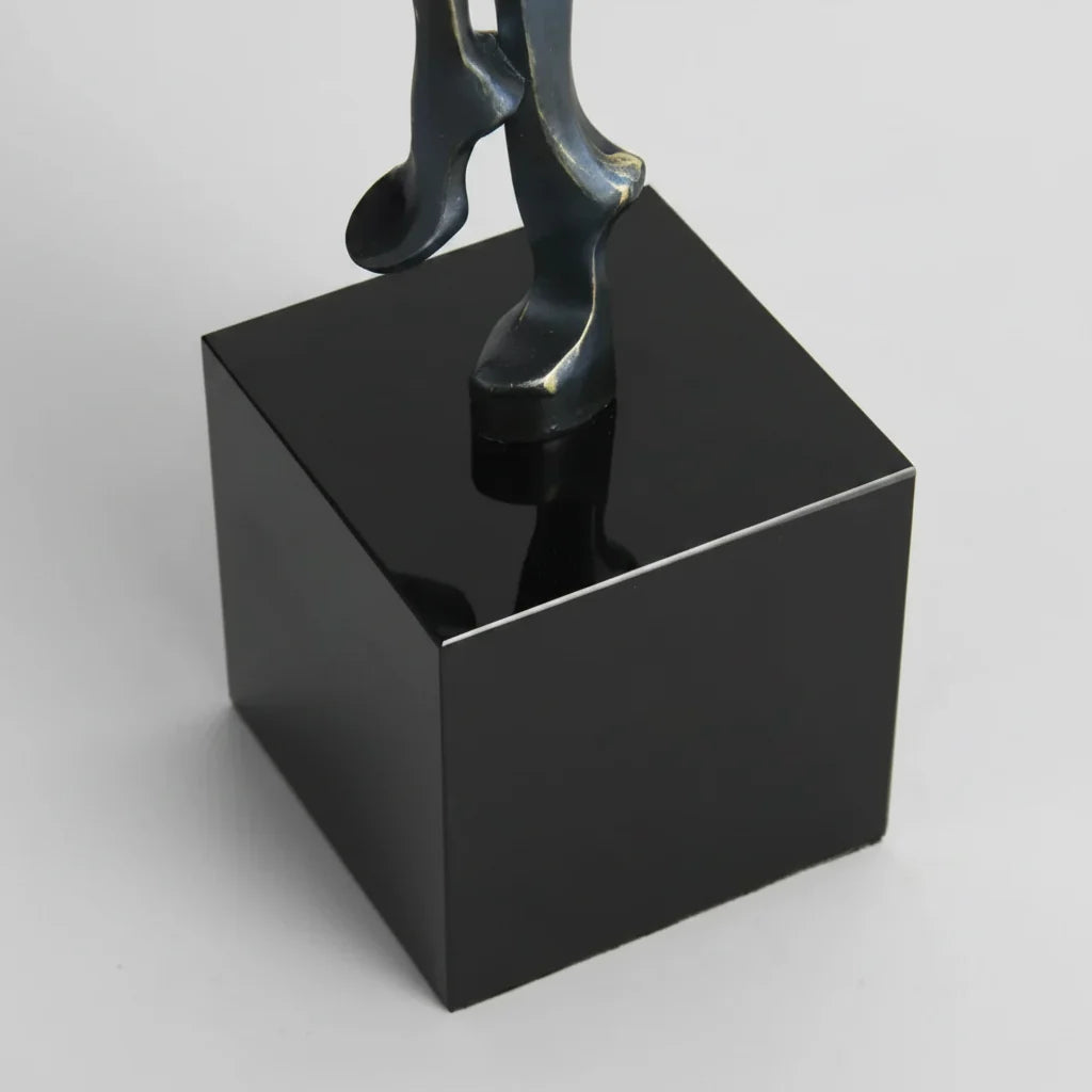 Modern Abstract Human Sculpture with Golden Spheres | Table Decor