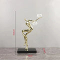 Modern Abstract Human Sculpture with Golden Spheres | Table Decor
