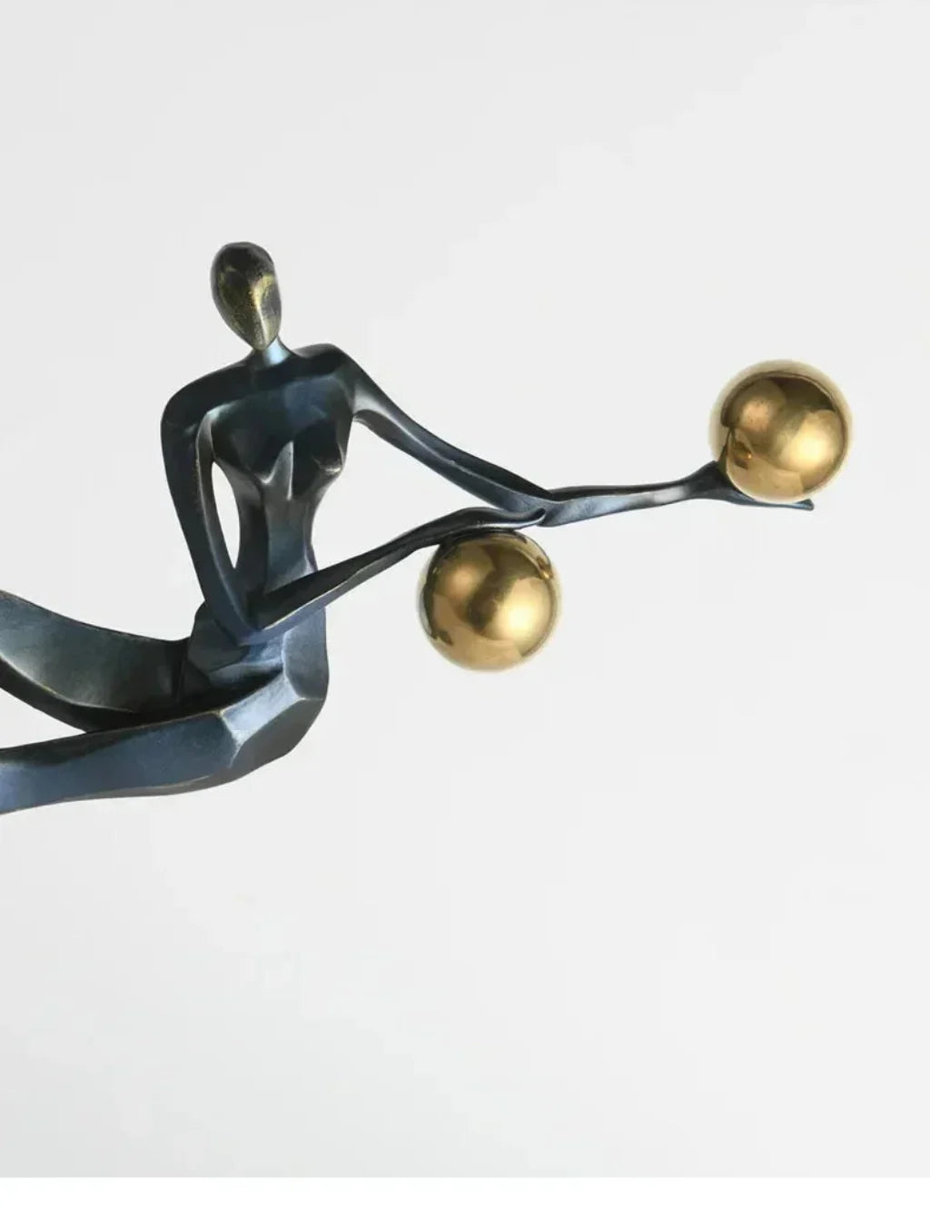 Modern Abstract Human Sculpture with Golden Spheres | Table Decor