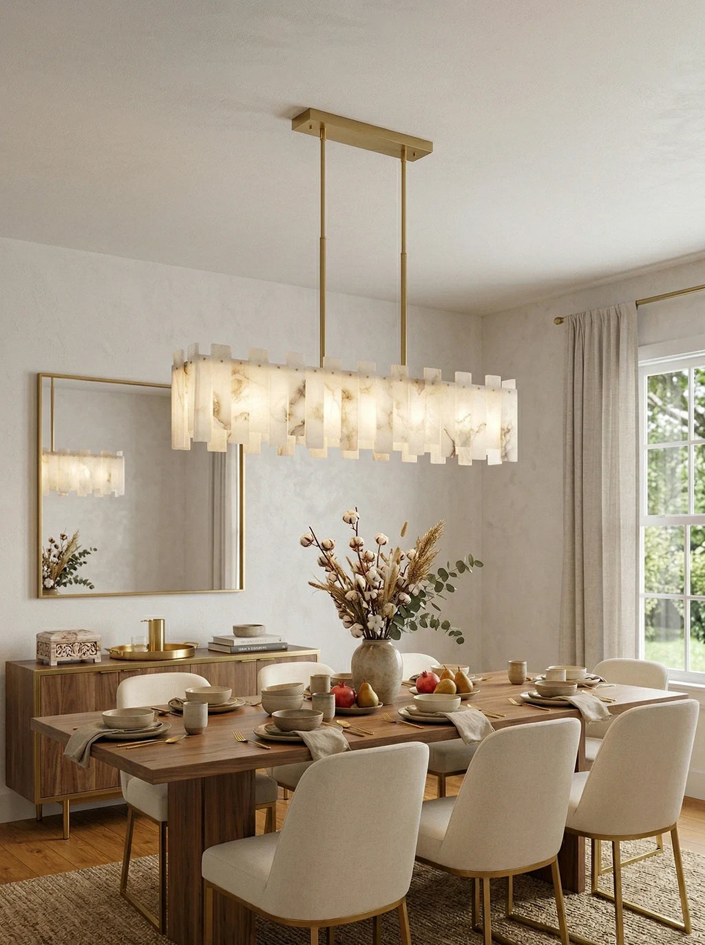 Modern Alabaster Venus Linear Chandelier