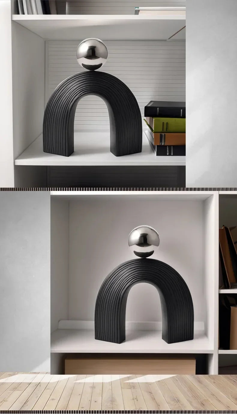 Modern Arch Sculpture with Golden Sphere