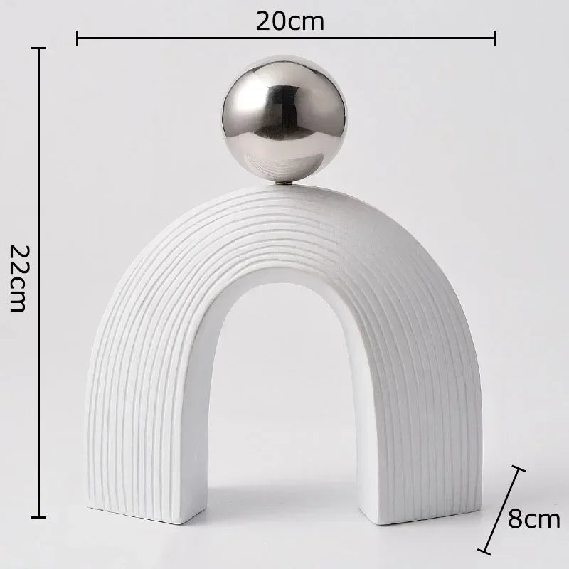 Modern Arch Sculpture with Golden Sphere