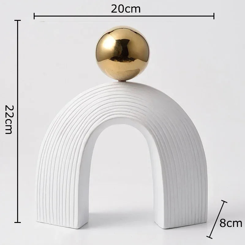 Modern Arch Sculpture with Golden Sphere